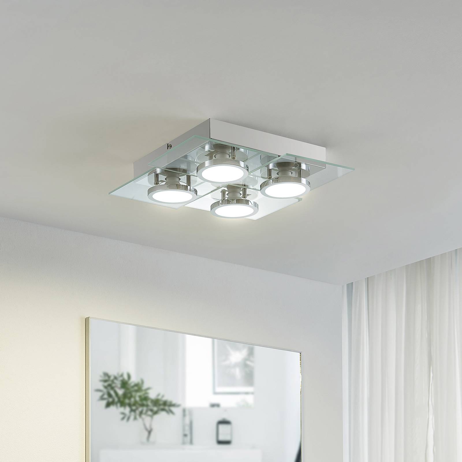 Lindby Imiria LED-taklampa, kvadrat, 4 lampor