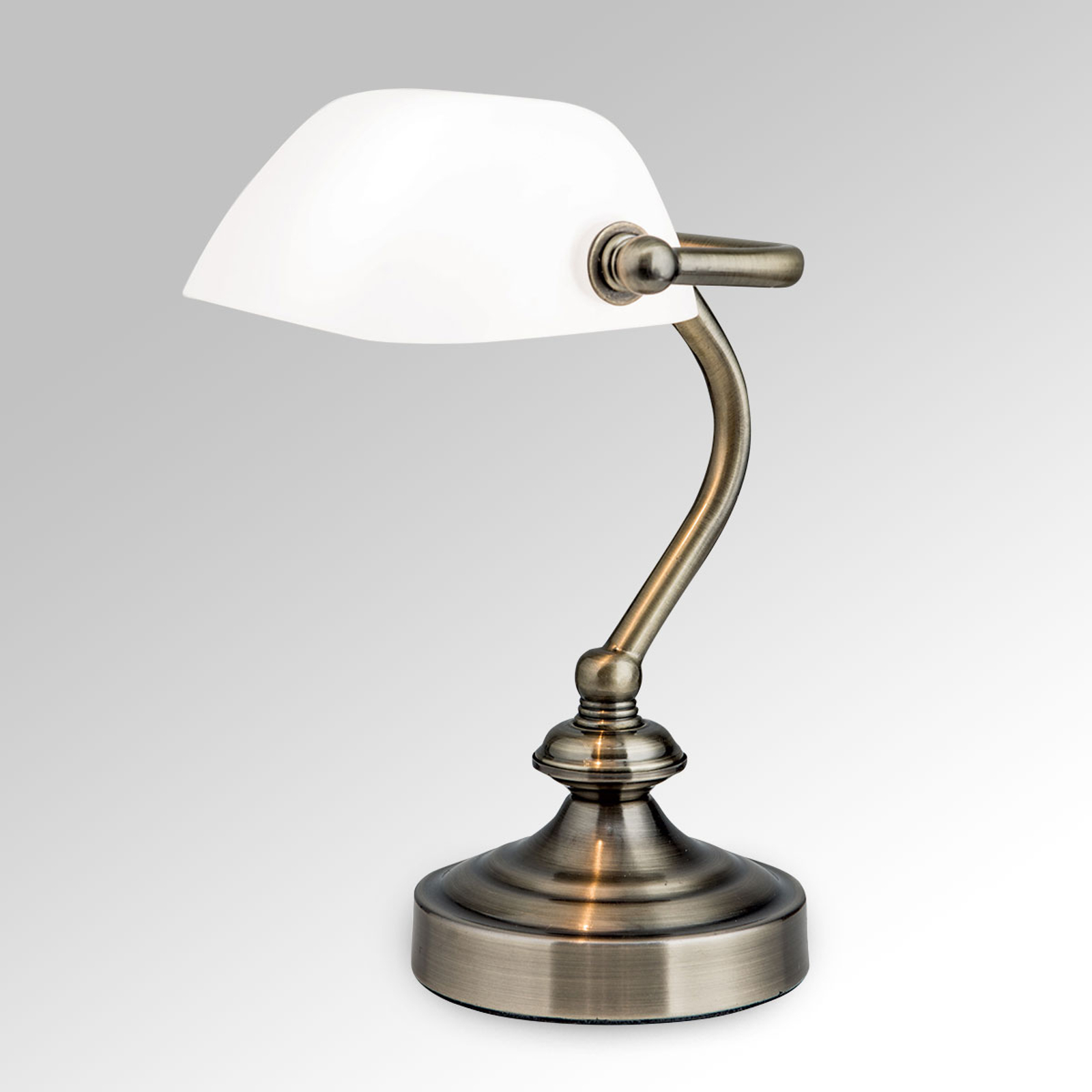 Klassisk bankirlampa Zora med glasskärm