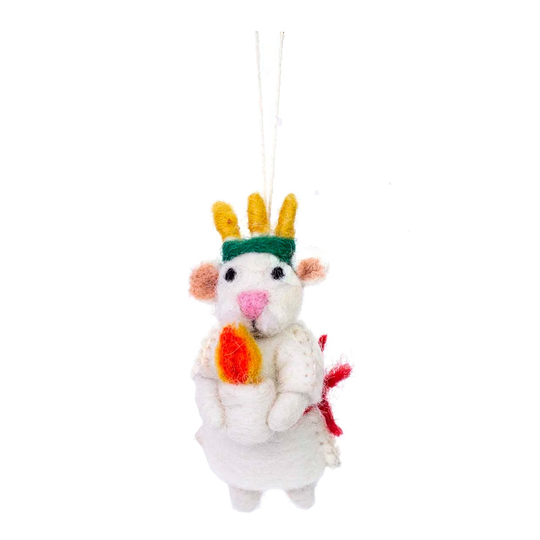 Afroart - Julhänge Mus som Lucia 9 cm Vit