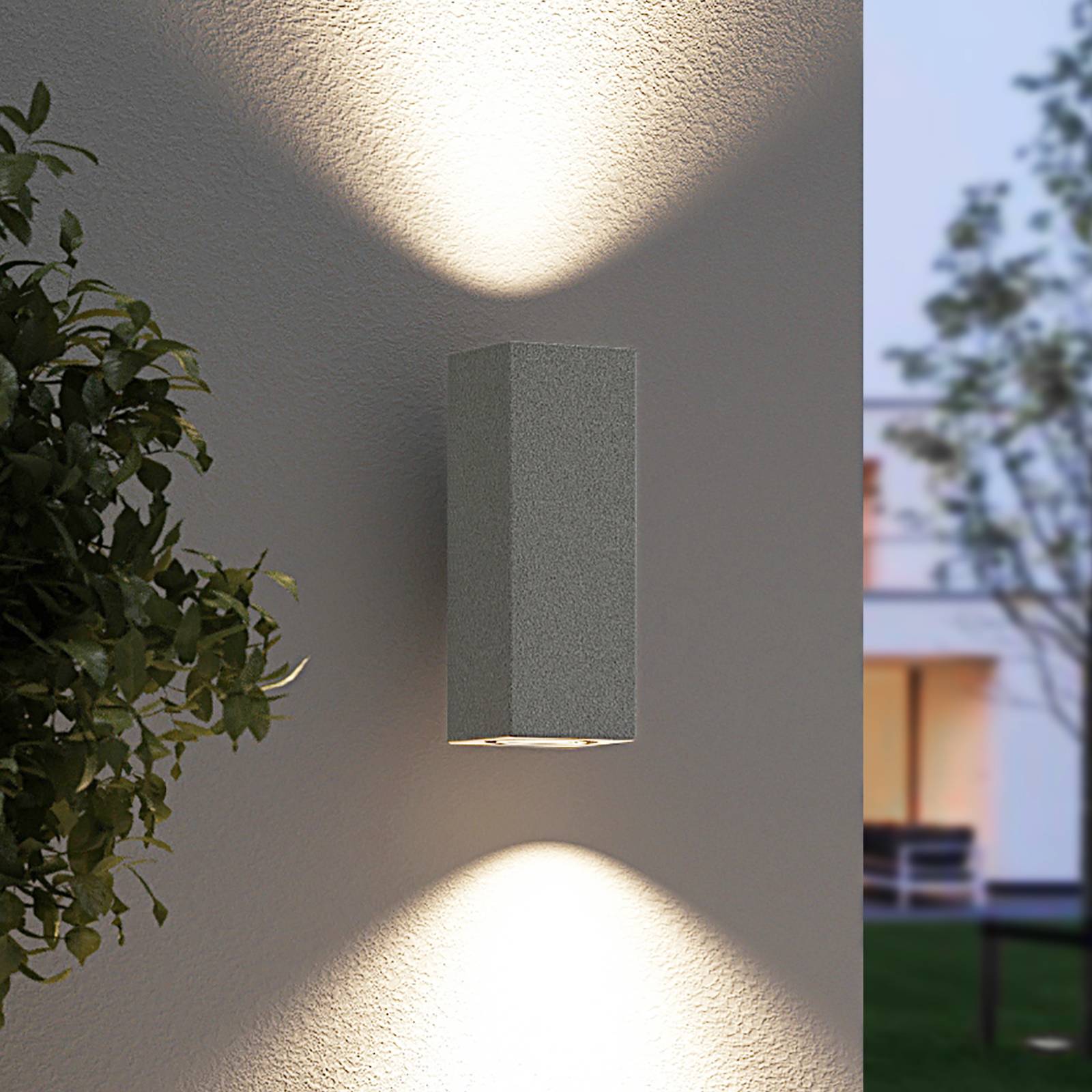 Arcchio LED-utomhusvägglampa Leiylen, kantig