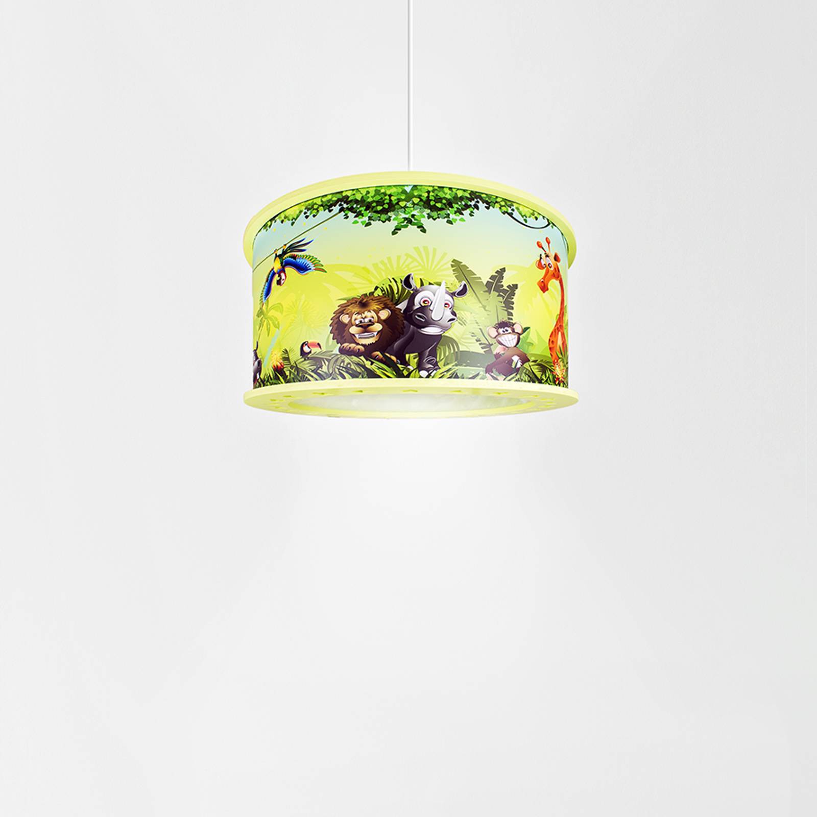 Barn-hänglampa Wildnis med djungelmotiv