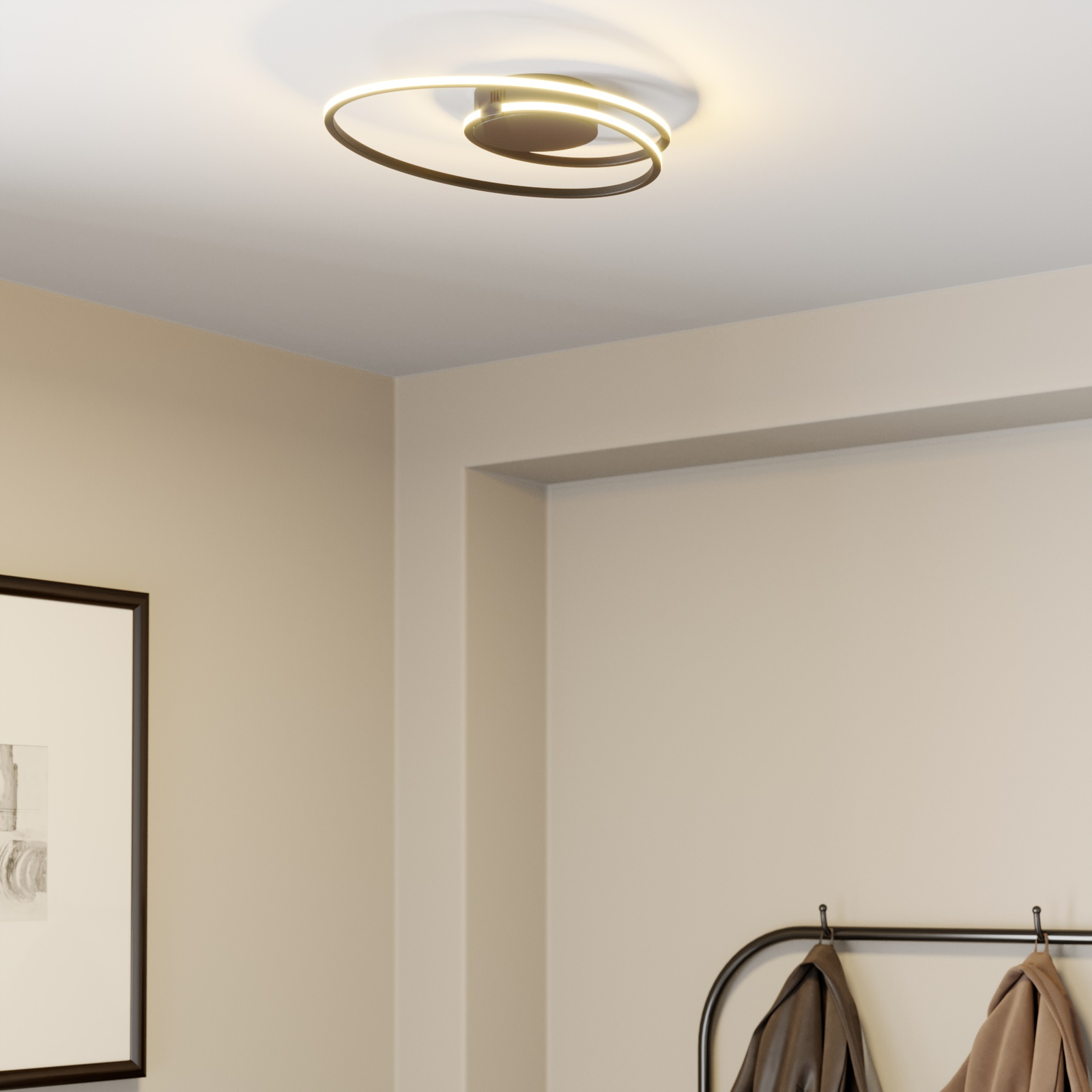 Lindby Xenias LED-taklampa, svart, 49x30