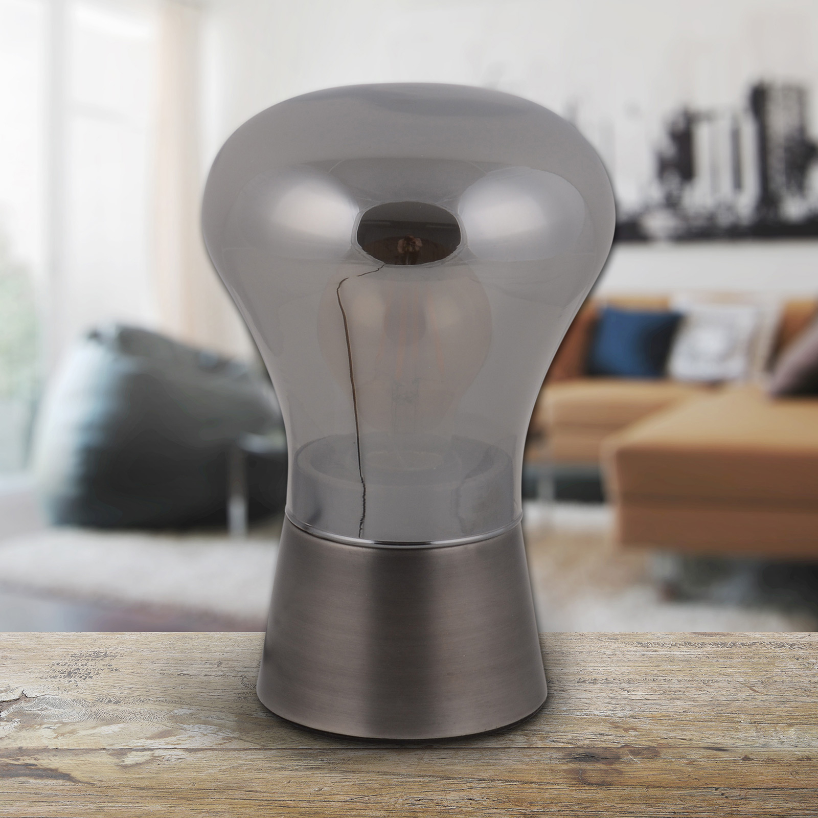 Bordslampa Kerry av glas, stål