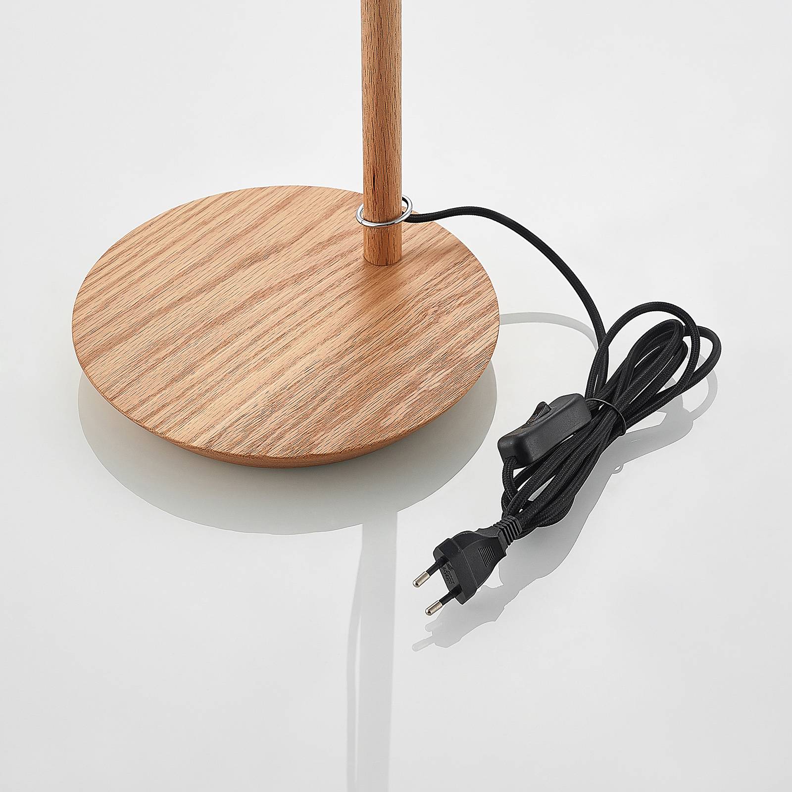 Lucande Jinda bordslampa, trästomme, blått tyg