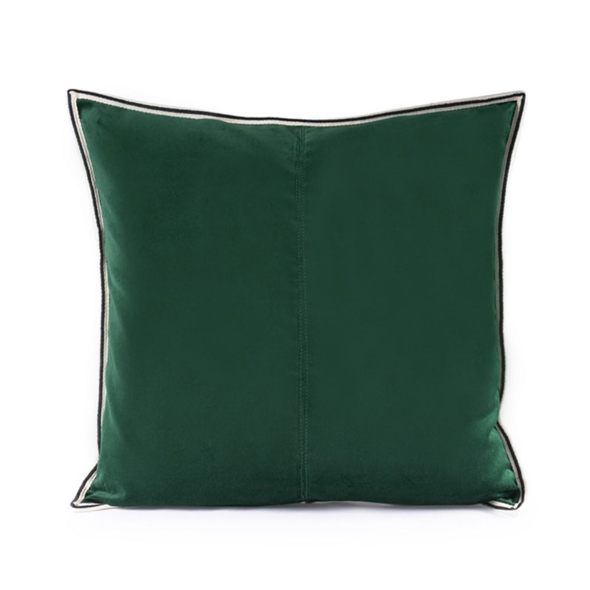 Kuddfodral Dark Green Striped Edge Velvet 50x50, 50X50