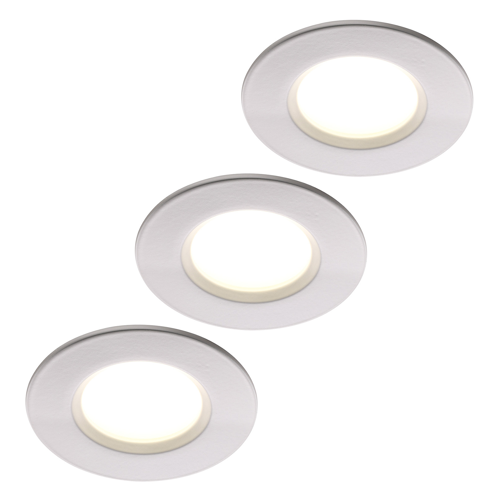 LED-inbyggnadslampa Clarkson 3-pack, rund, vit