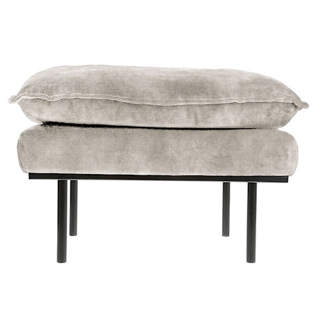 Retro Soffa Sammet Hocker Cream Vit