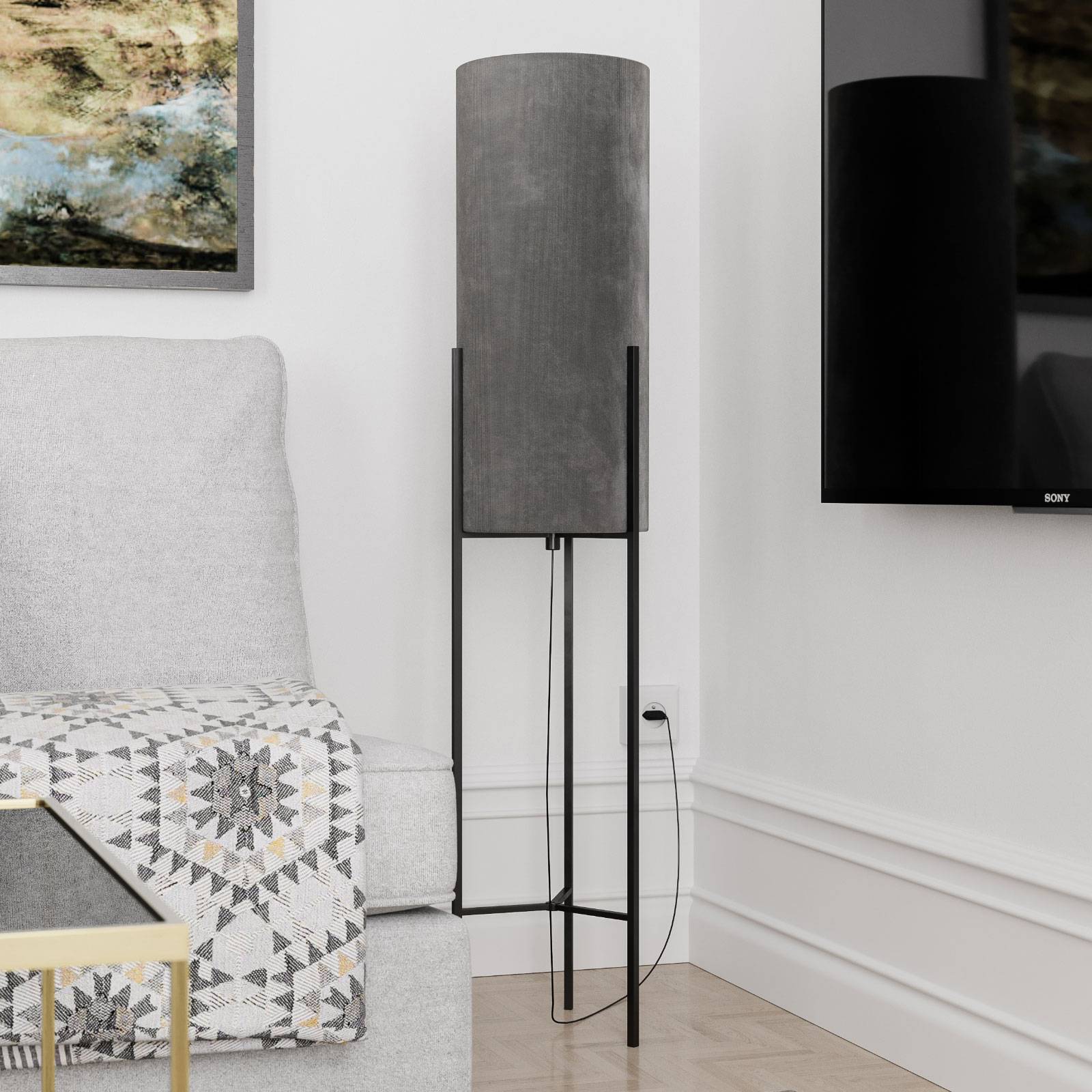 By Rydéns Honey golvlampa med en skärm, grå