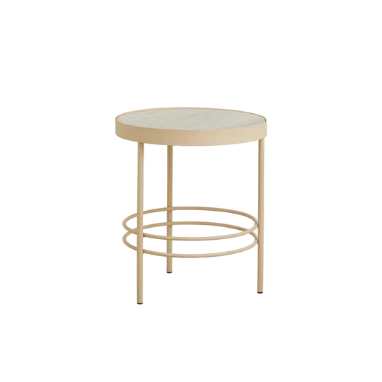 Runt sidobord marmor sand Nordal