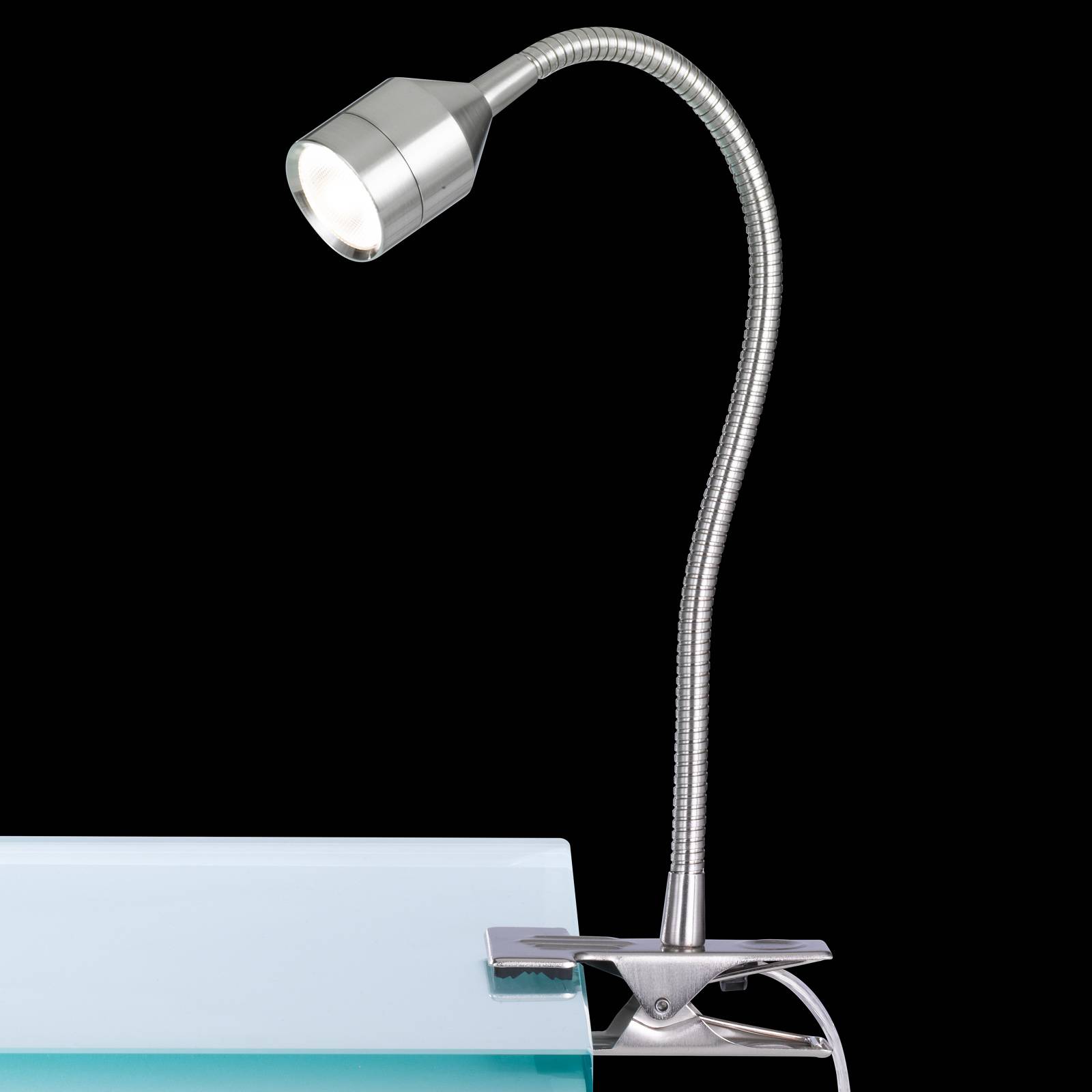 LED-klämlampa Lovi med sladdströmbrytare, nickel