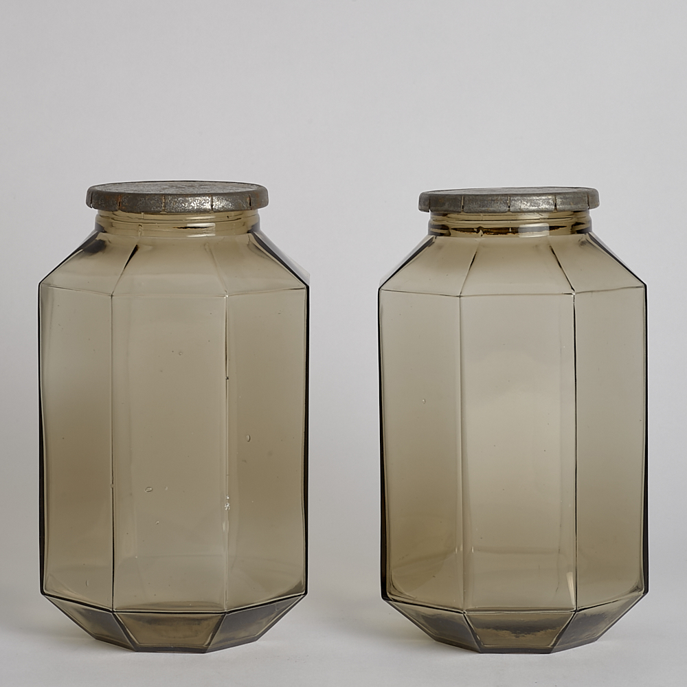 Vintage - SÅLD Rökfärgade Glasburkar