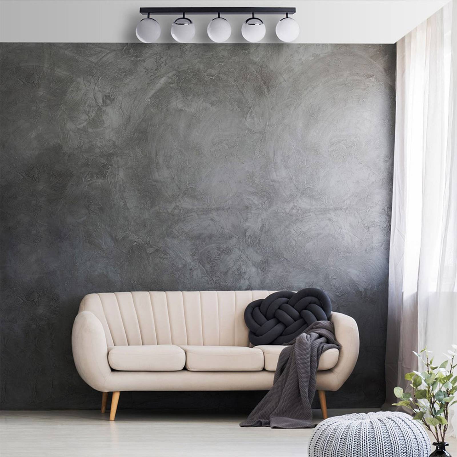 Sfera taklampa 5 lampor direkt glas/svart/krom