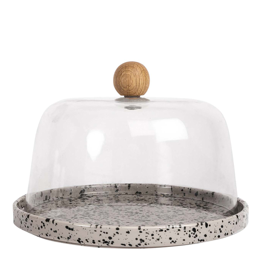 Sagaform - Ditte Ostkupa Rund 19,5 cm Grå/Svart/Klar