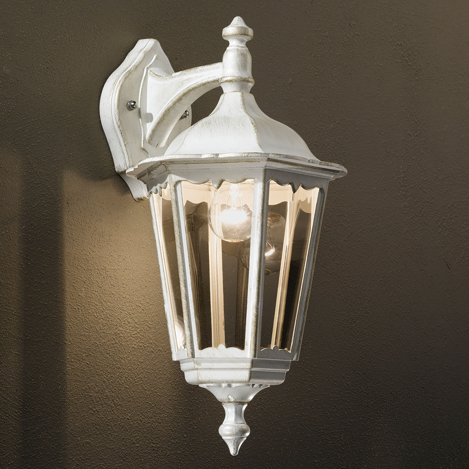 Utomhusvägglampa Puchberg, hängande, vit-guld