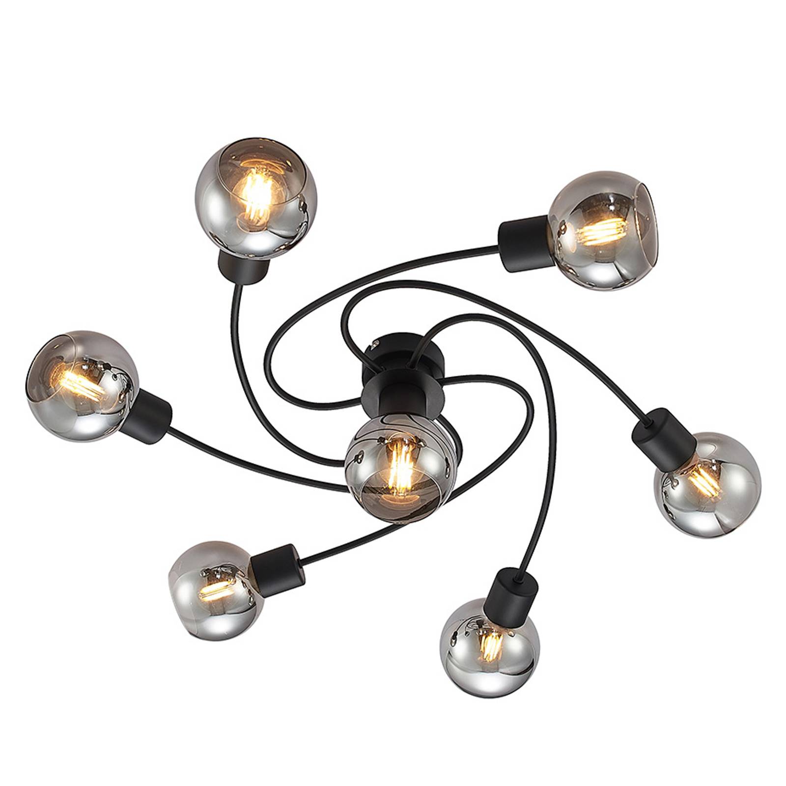 Lindby LED-taklampa Ciala, 7 lampor, svart rök