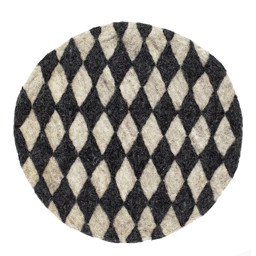 Afroart - Felt Sittdyna 37 cm Svart/Vit diamant