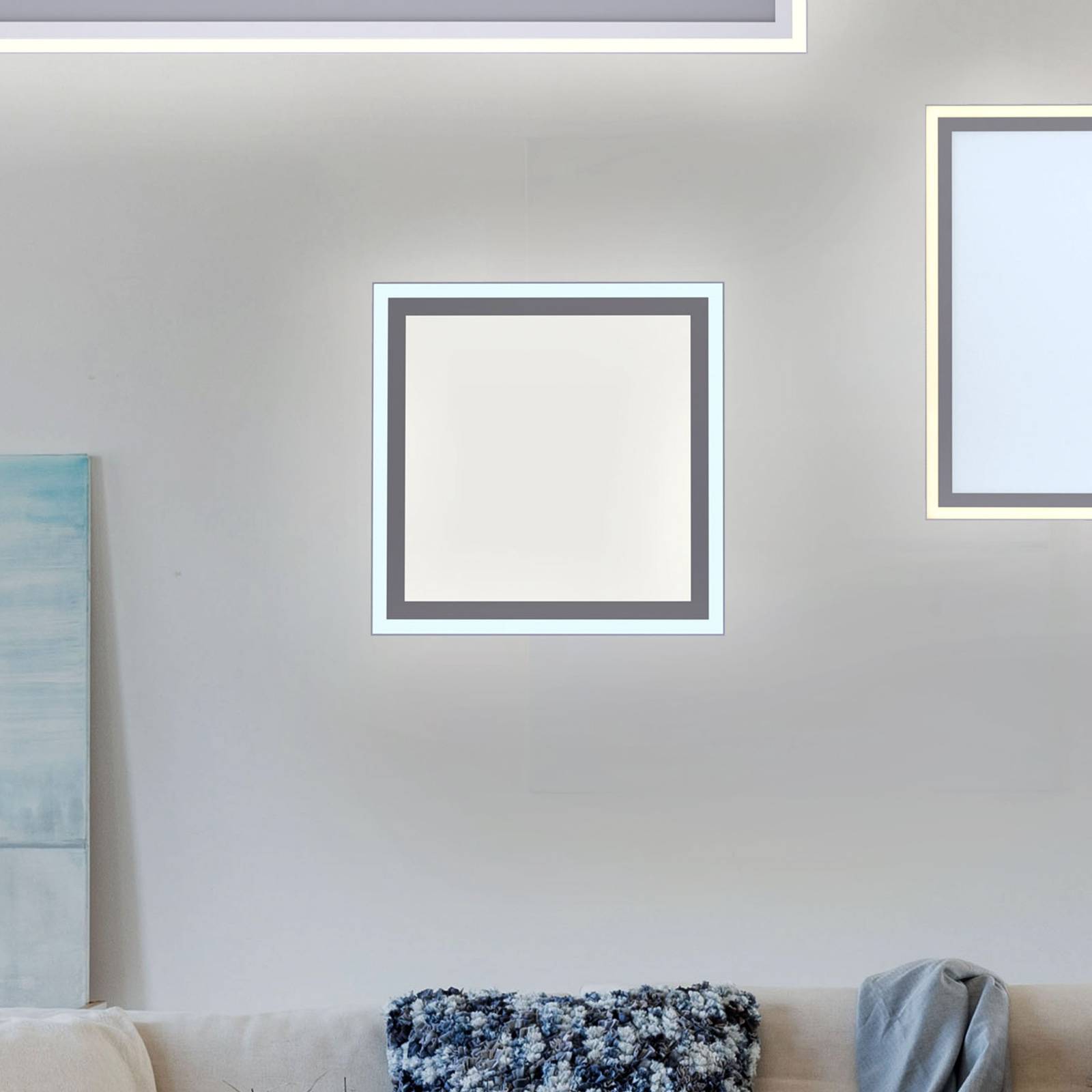 LED-taklampa Edging, justerbar vitfärg, 31x31 cm