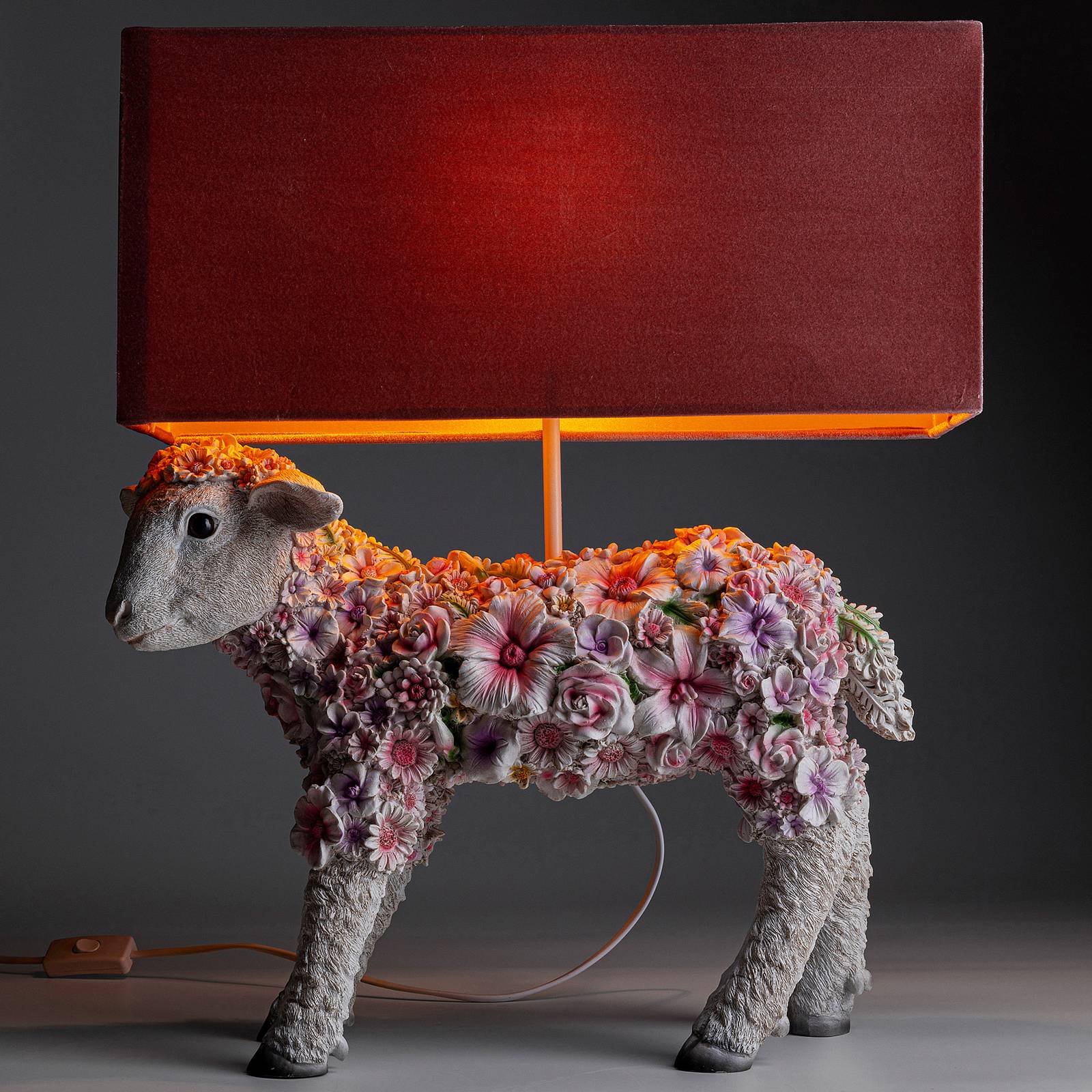 KARE Animal Flower Sheep bordslampa rosé skärm