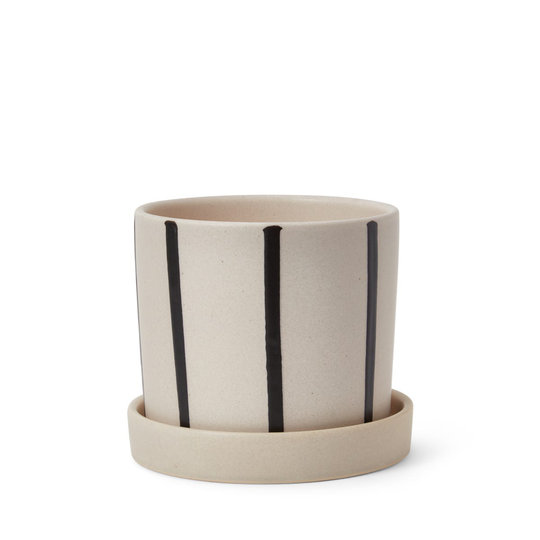 Kruka/Fat Flora Stengods 14cm Rand Svart