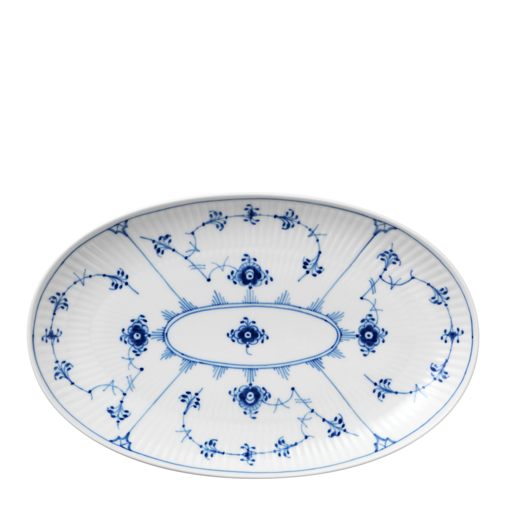 Royal Copenhagen - Blue Fluted Plain Fat 23 cm ovalt