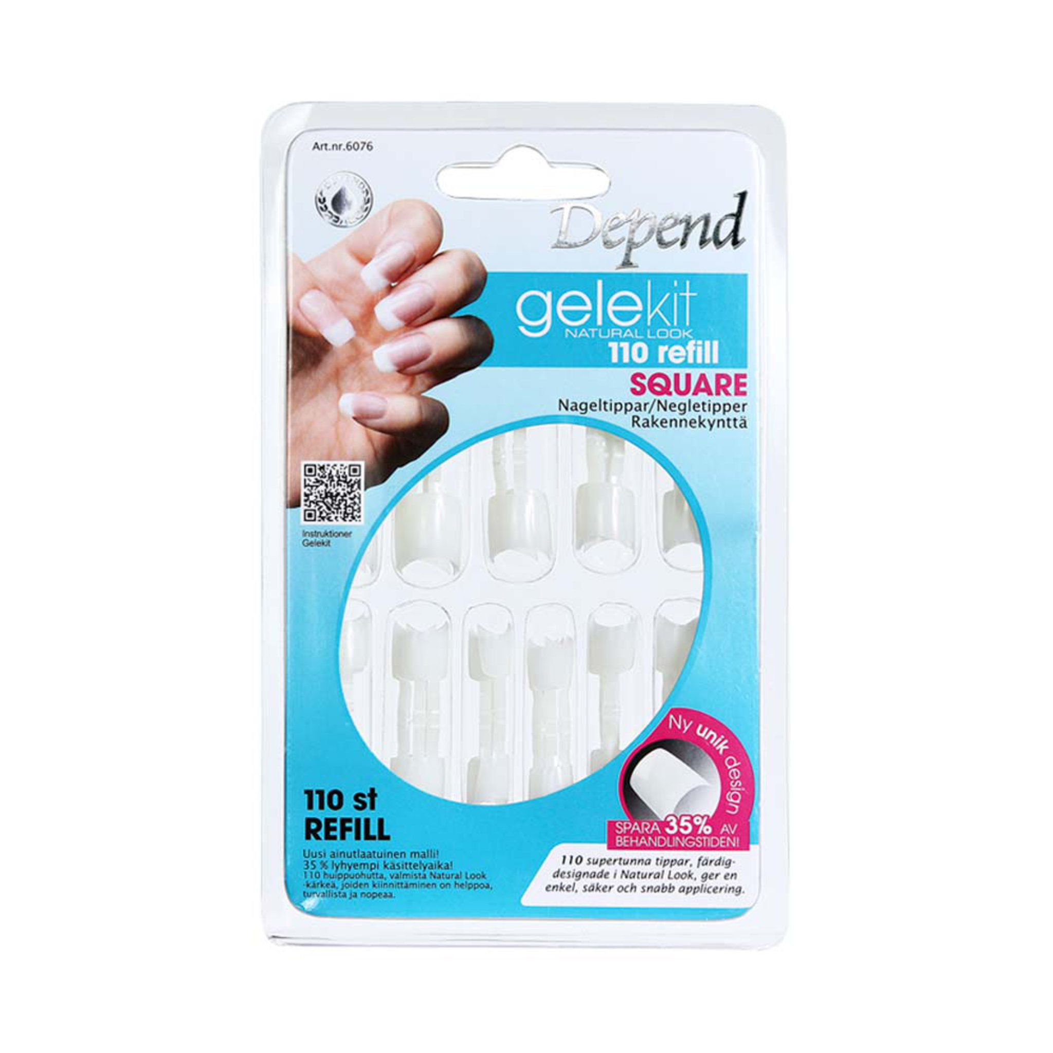 Nageltippar refill, natural look square