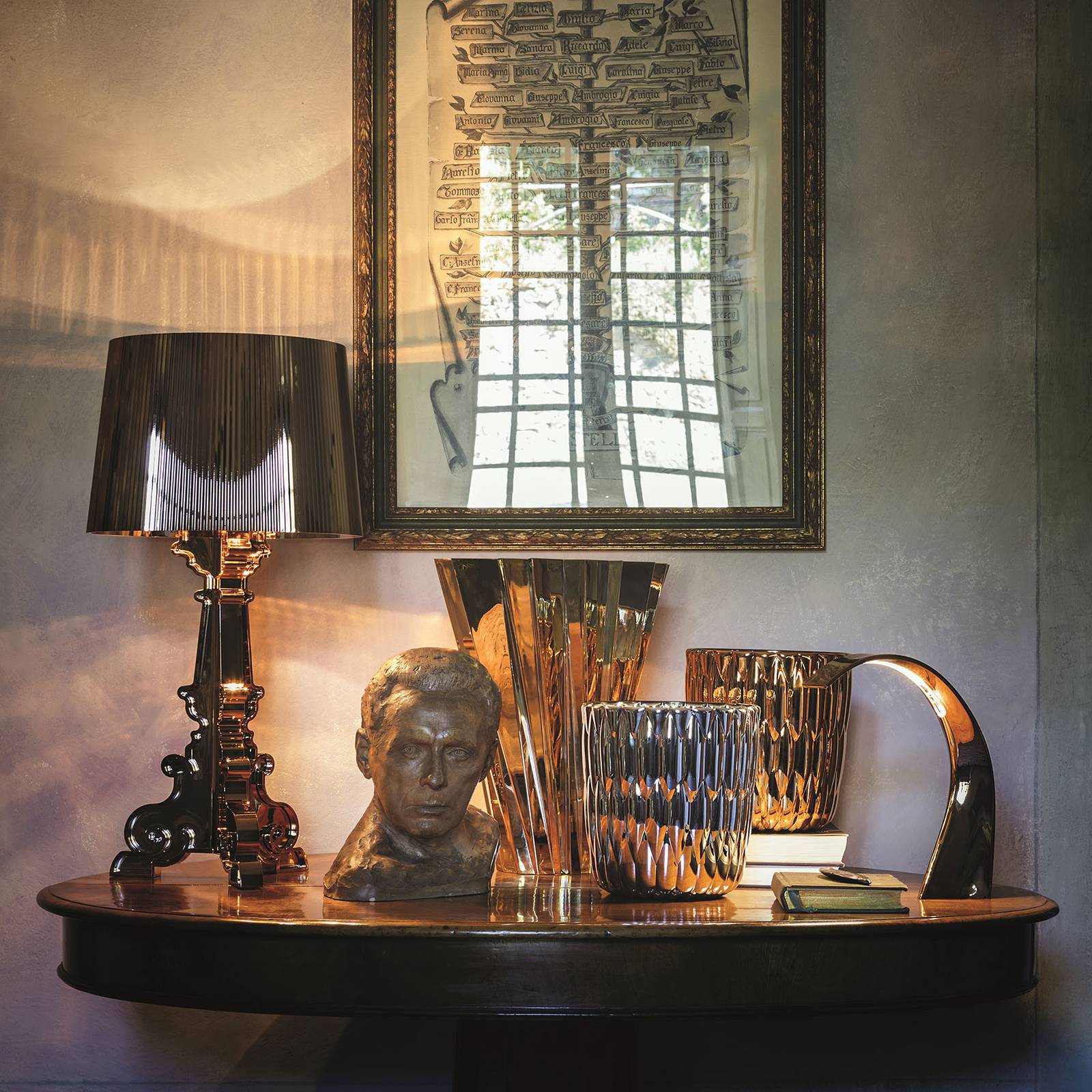 Designer-LED-bordslampa Bourgie, koppar