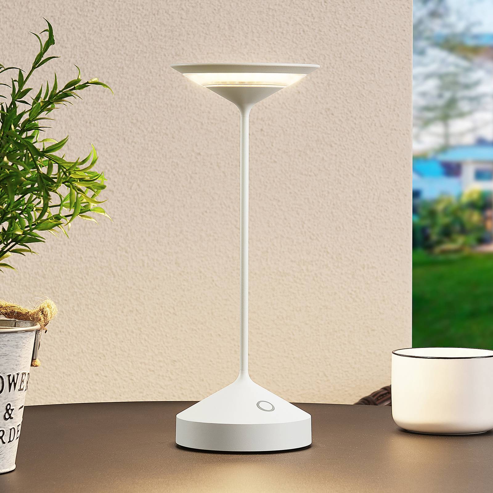 Lucande Raminum LED-bordslampa för utomhus, vit