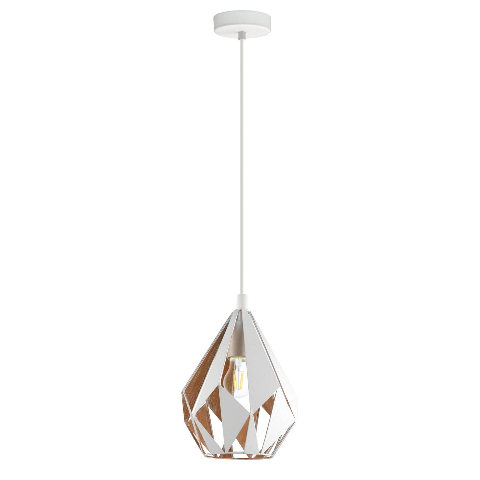 Hänglampa Carlton 1, vit-guld, Ø 20,5 cm