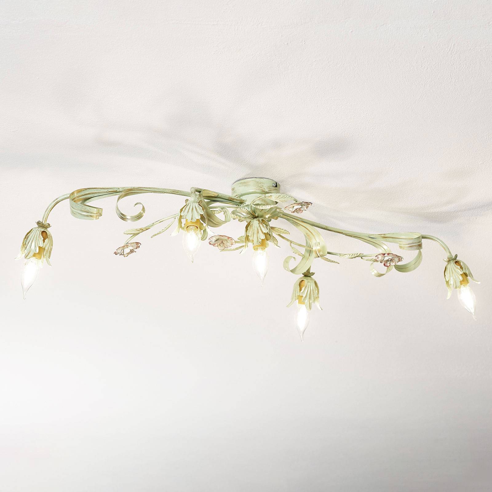 Florentine taklampa Tulipe, 5 lampor