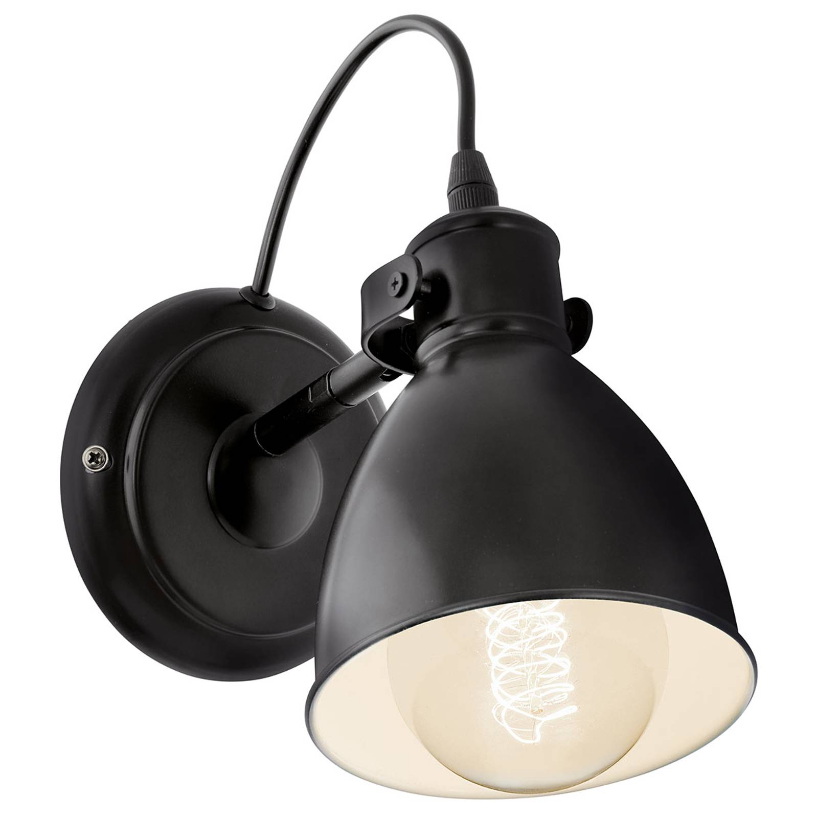 Vintage vägglampa Priddy, svart