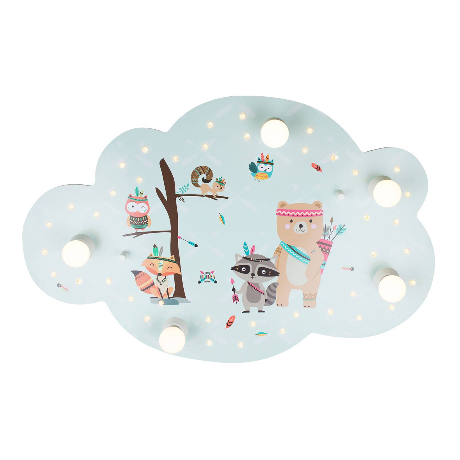 Taklampa Little Indians bildmoln, mint