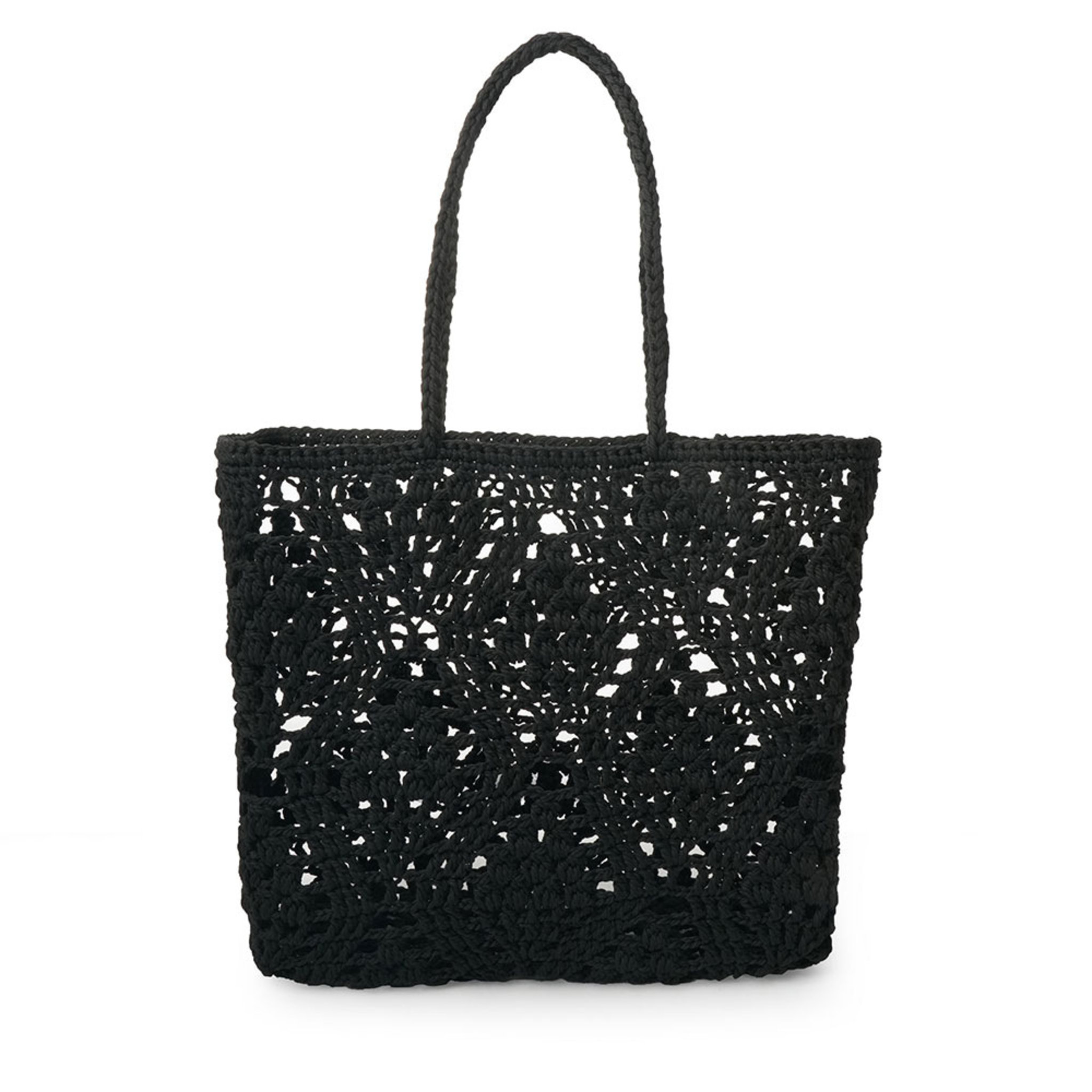 Crochet Leaf Basket Black, ONESIZE