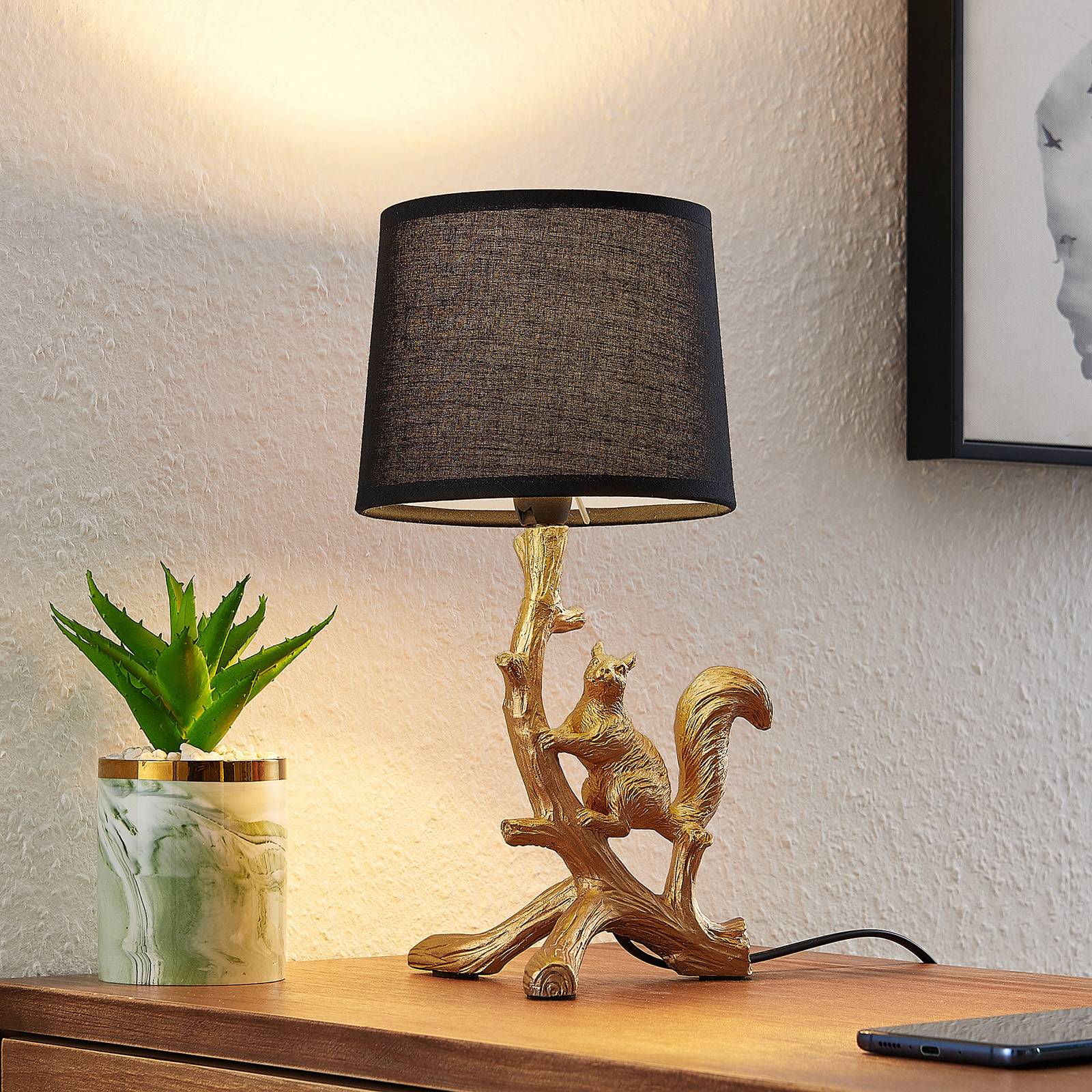 Lindby Squira tygbordslampa, svartguld