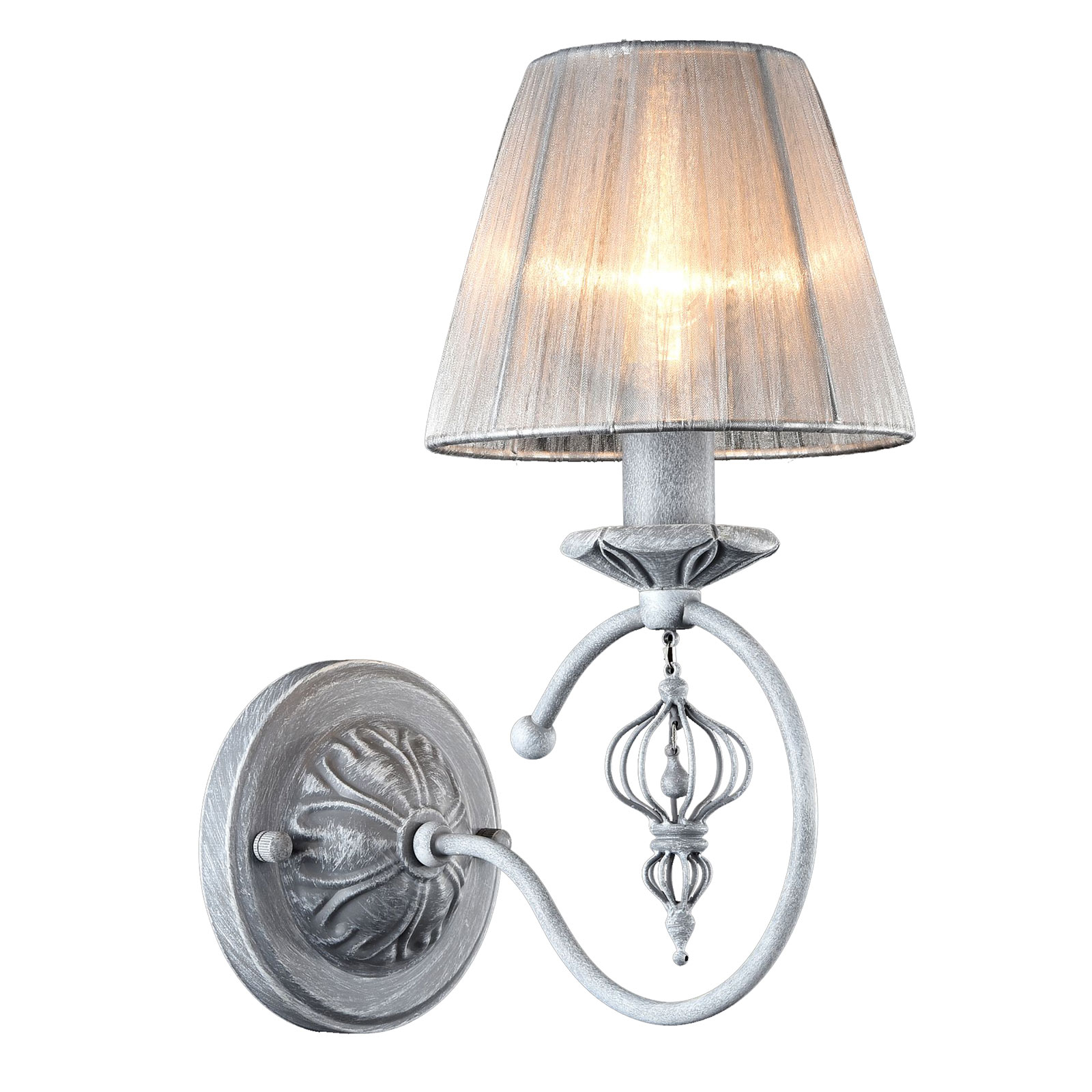 Vägglampa Monsoon med grå Organza-skärm