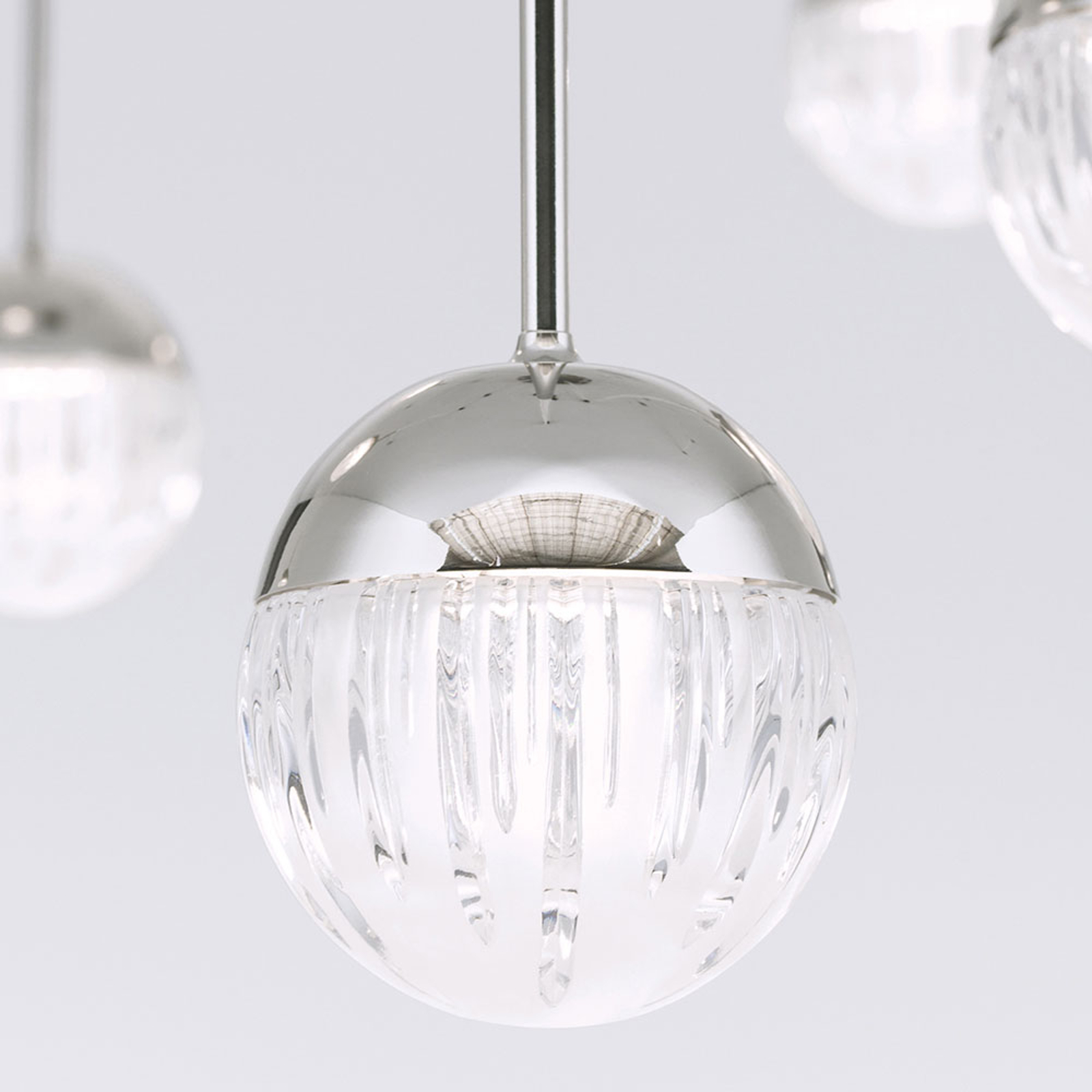 LED-hänglampa Ball 10 lampor nickel