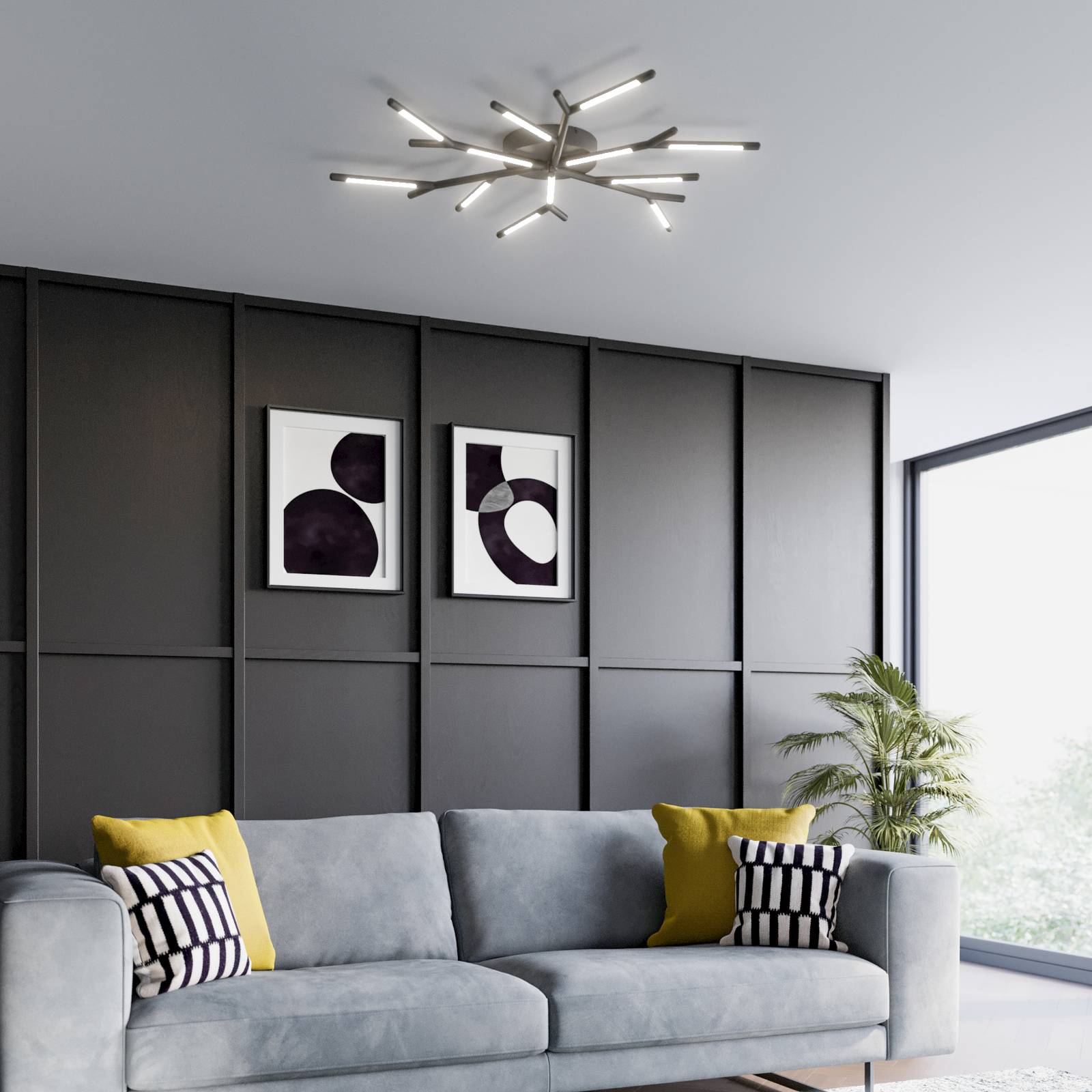 Lucande Cuerno LED-taklampa i svartvitt