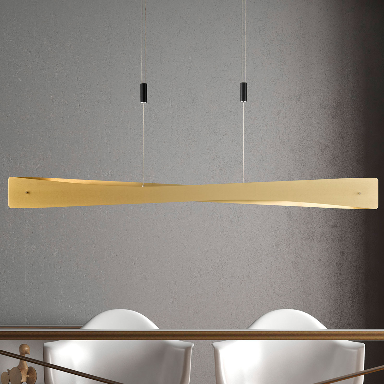 Lucande Lian LED-hänglampa, mässing, svart