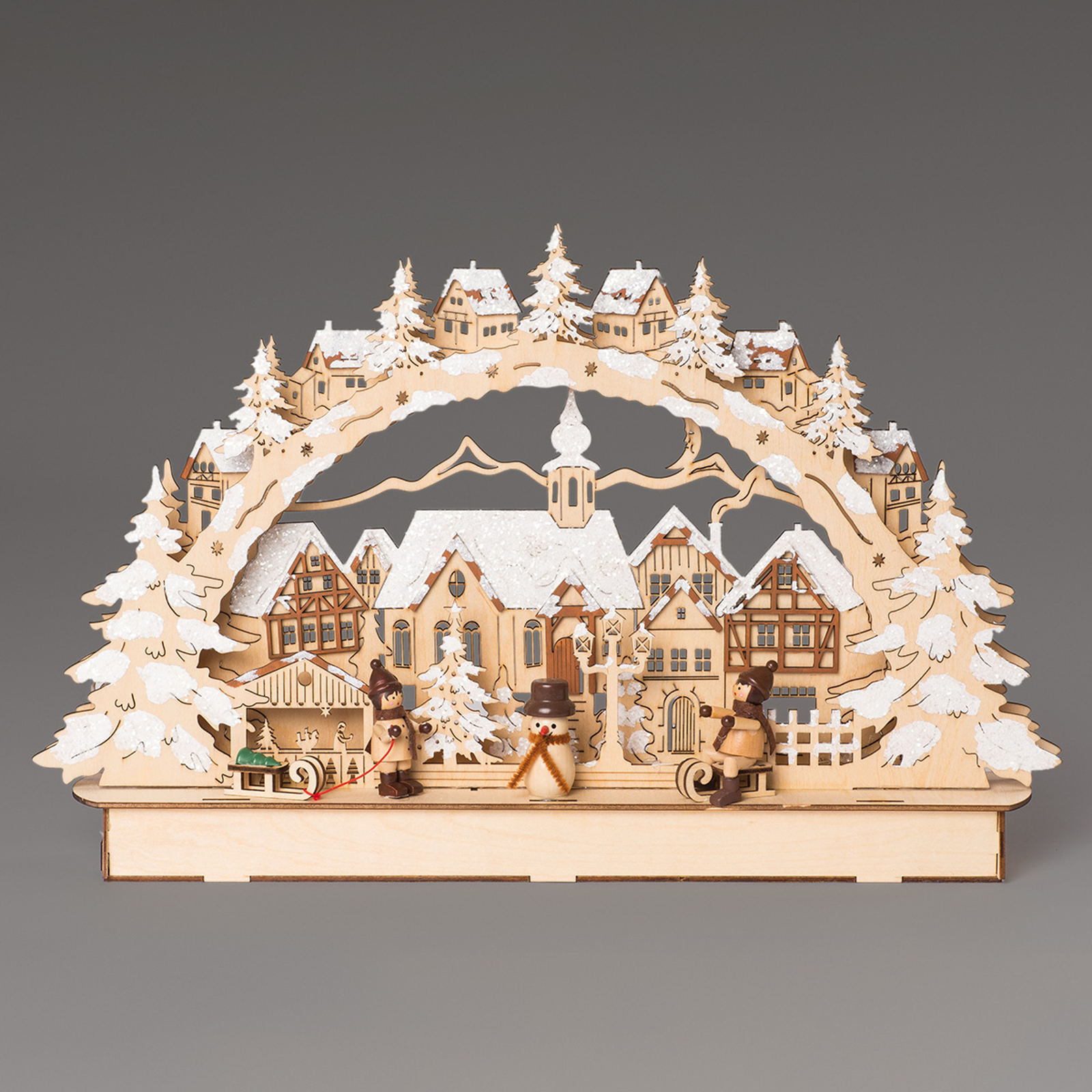 LED-ljusstake Stad med vinter barn