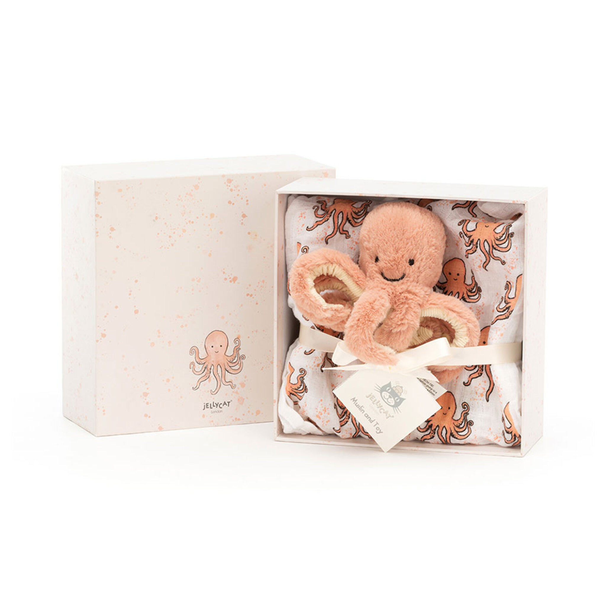 Presentförpackning Odell Octopus Muslin och Gosedjur