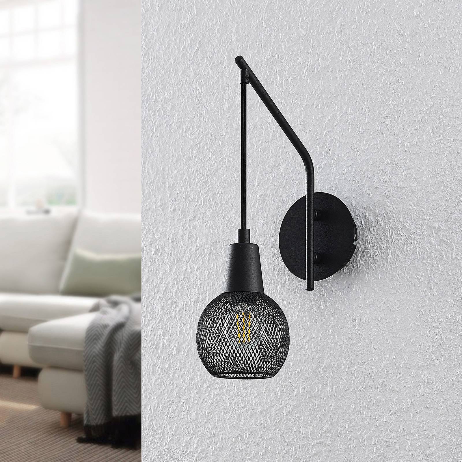 Lindby Zerda vägglampa, gallerskärm, hängande