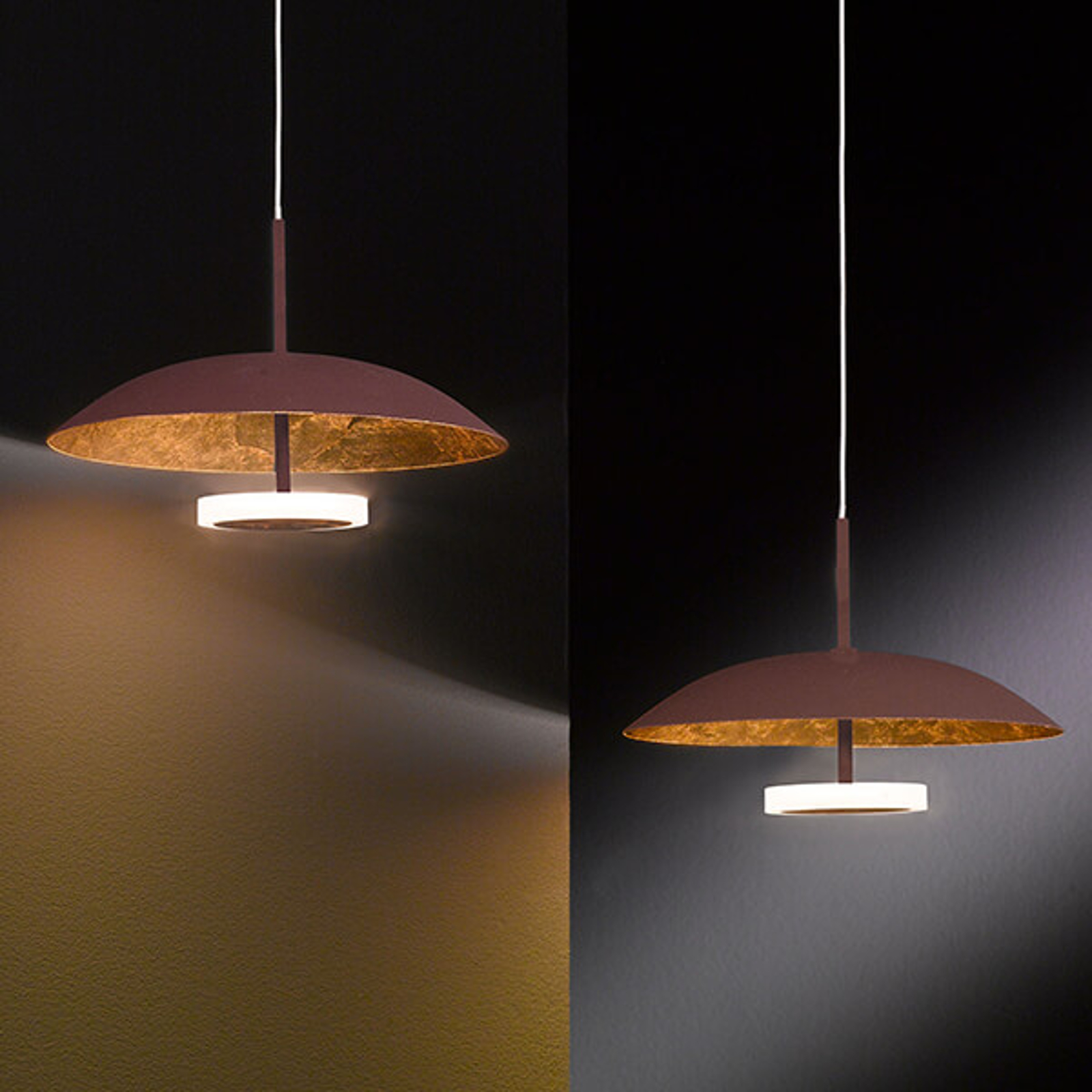 Guldbrun LED-pendellampa Pierre - 2 lampor