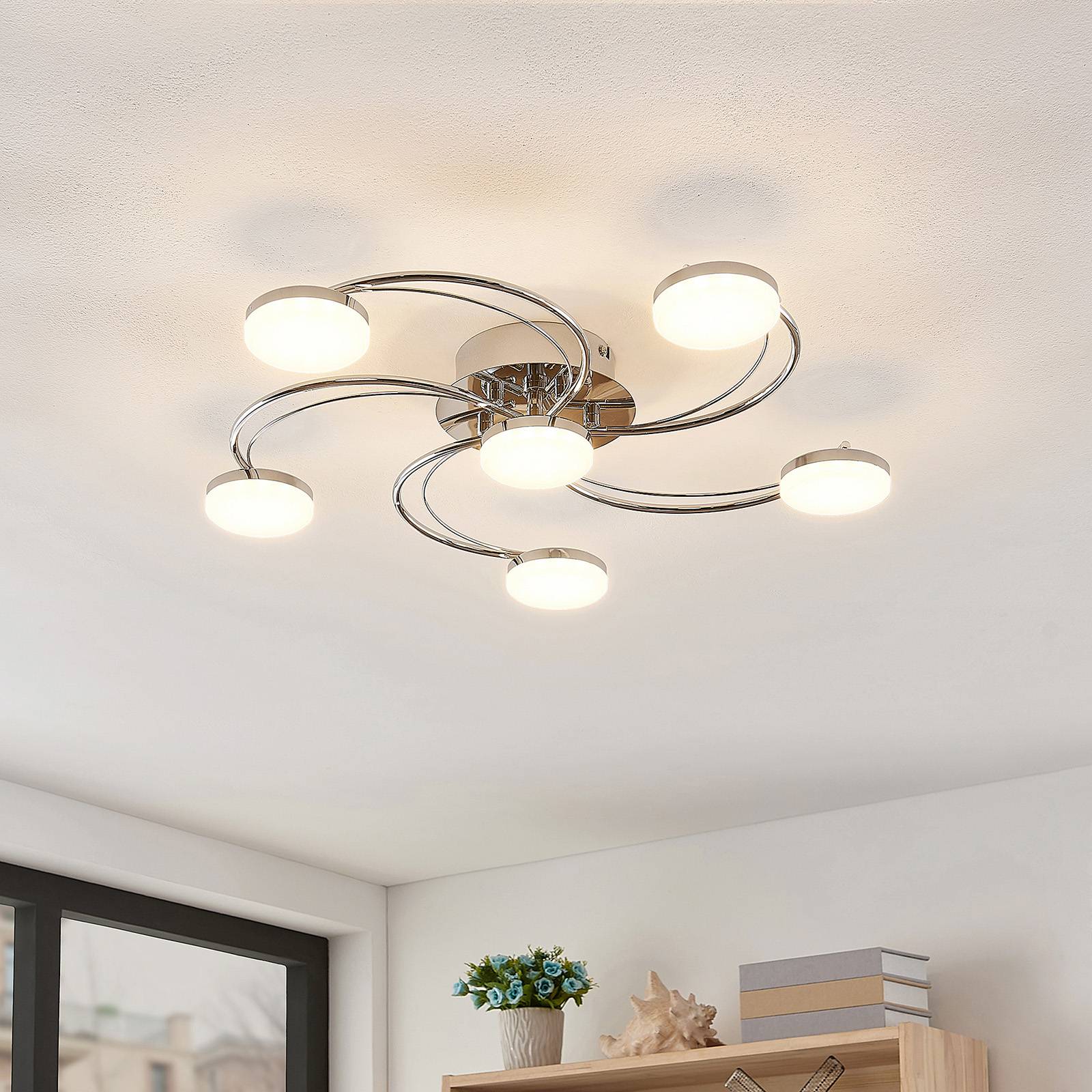 Lindby Rouven LED-taklampa, spiralform, 6 lampor