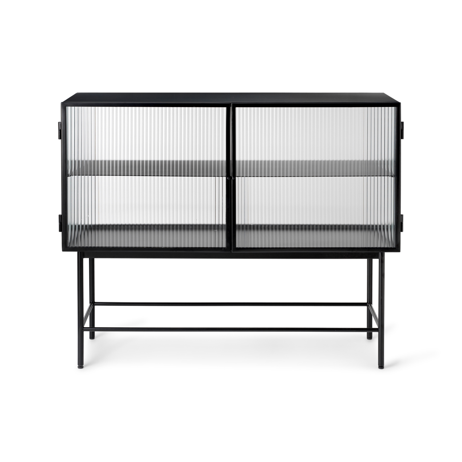 Haze Sideboard Linjerat glas Black Ferm Living