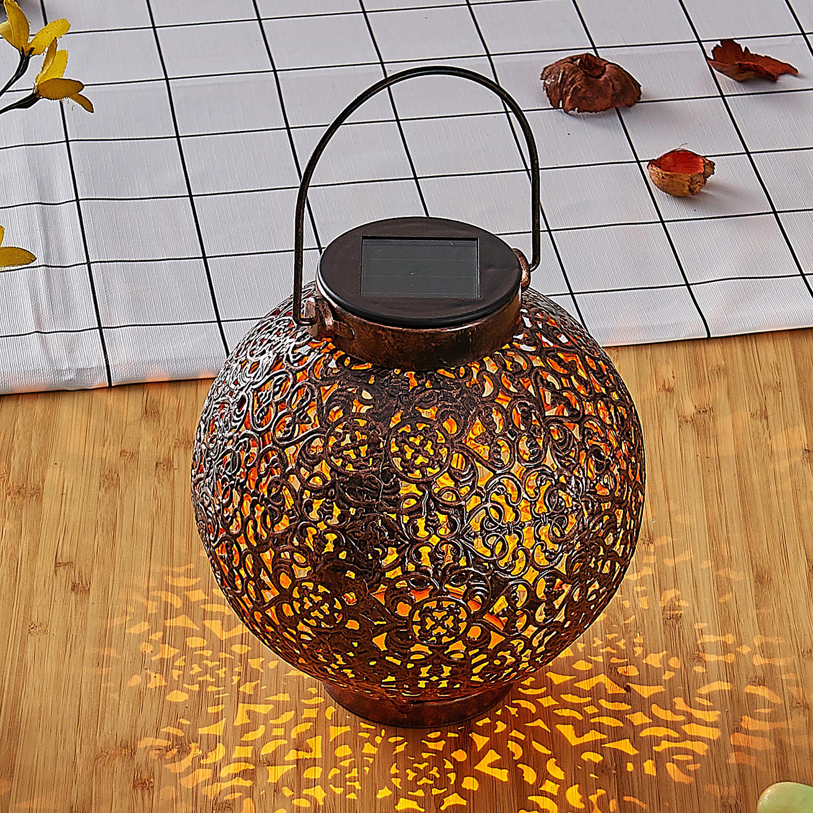 LED-solarlampa Dunjaris, ornament, koppar