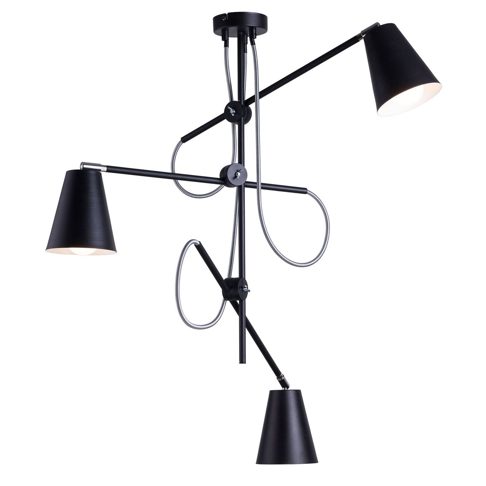Taklampa 1008, 3 lampor, svart