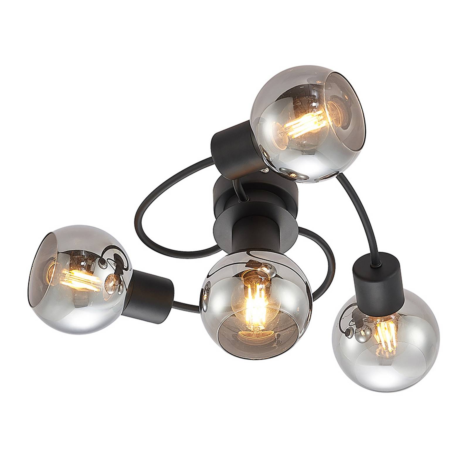Lindby LED-taklampa Ciala, 4 lampor, svart rök