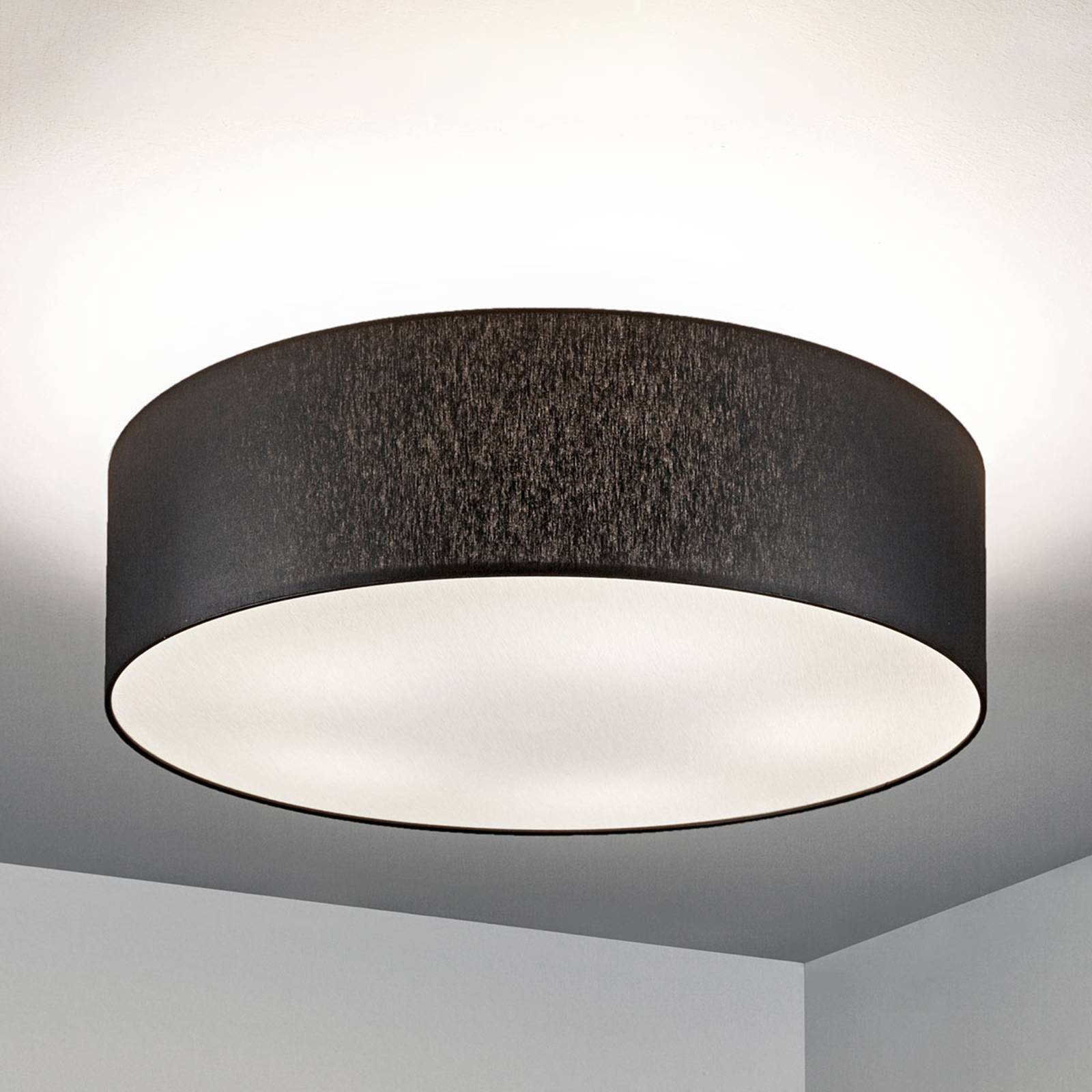 Taklampa Gala, 60 cm, chintzskärm svart