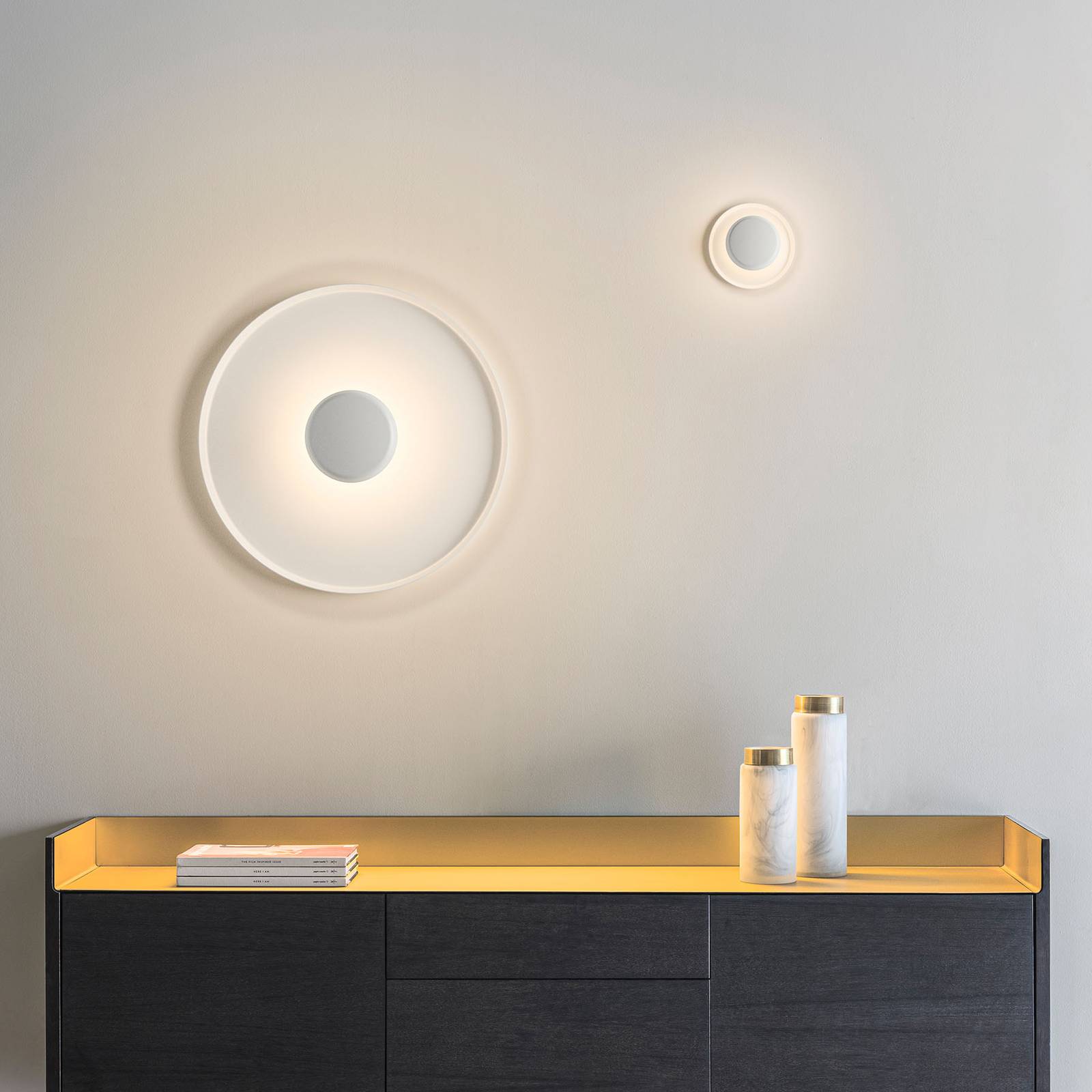 Vibia Top LED-vägglampa Ø 60 cm vit