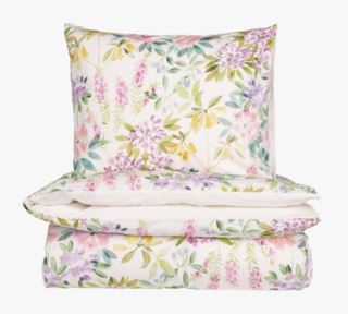 Florals påslakanset i percale rosa