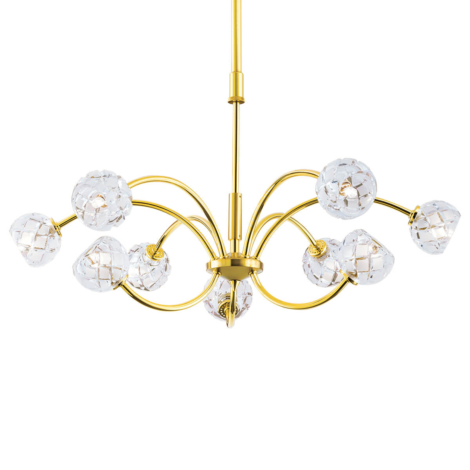 Blykristallhänglampa Maderno, guld, 69 cm